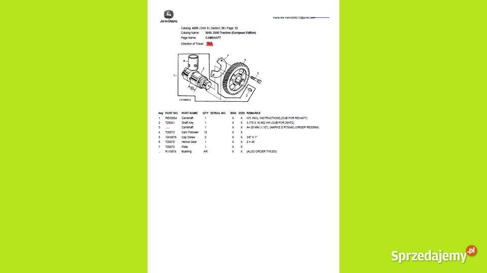 John Deere 3050 3350 katalog części Gdańsk