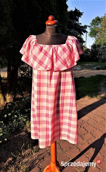 Sukienka hiszpanka różowa bawełna cotton L XL małopolskie Kraków