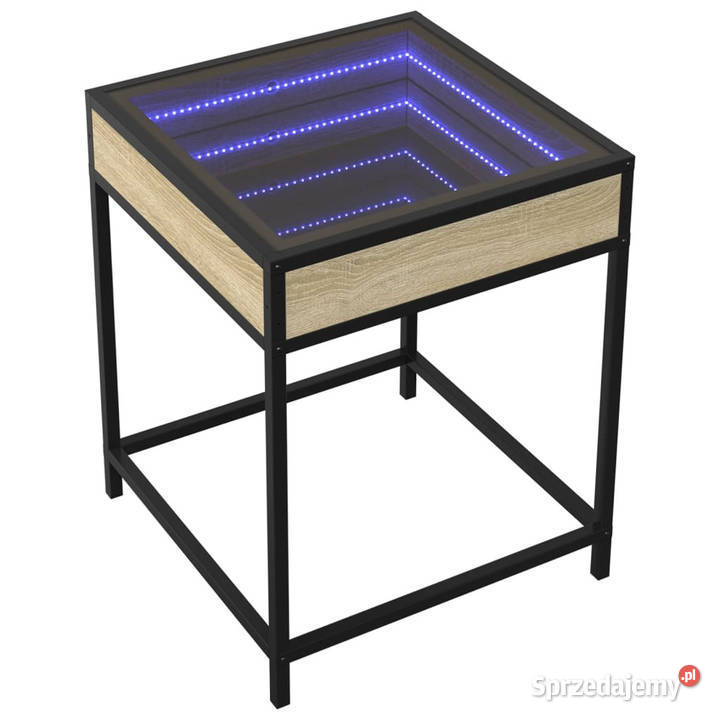 Stolik nocny z LED Infinity dąb sonoma 40x40x51 mazowieckie Warszawa