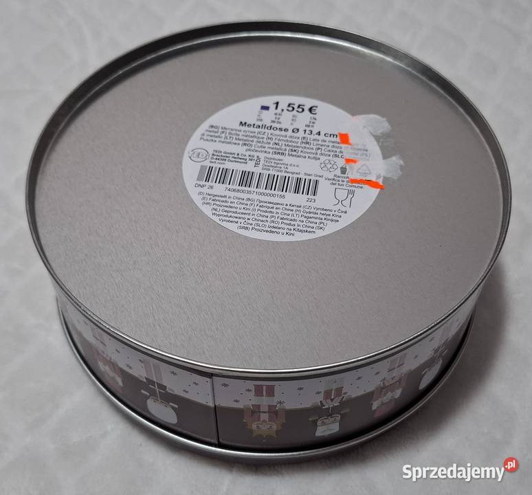 Metalowy okrągły pojemnik z pokrywką 14x58 Pojemniki na żywność Czeladź sprzedam