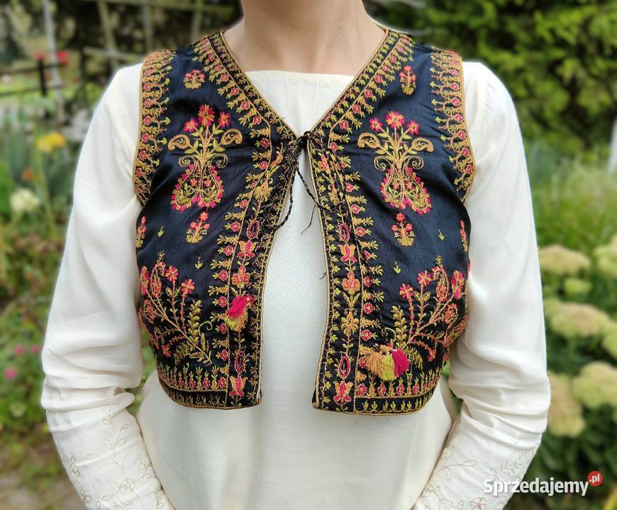 Czarna kamizelka bolerko gorset M 38 etno folk Szczecin