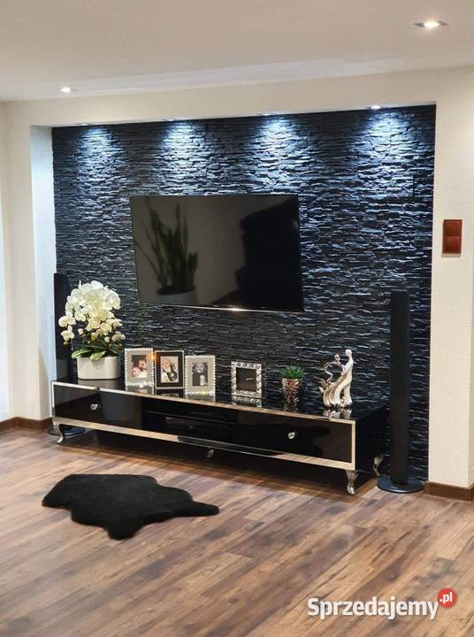Komoda RTV czarna glamour srebrna noga Ludwik Kępno sprzedam