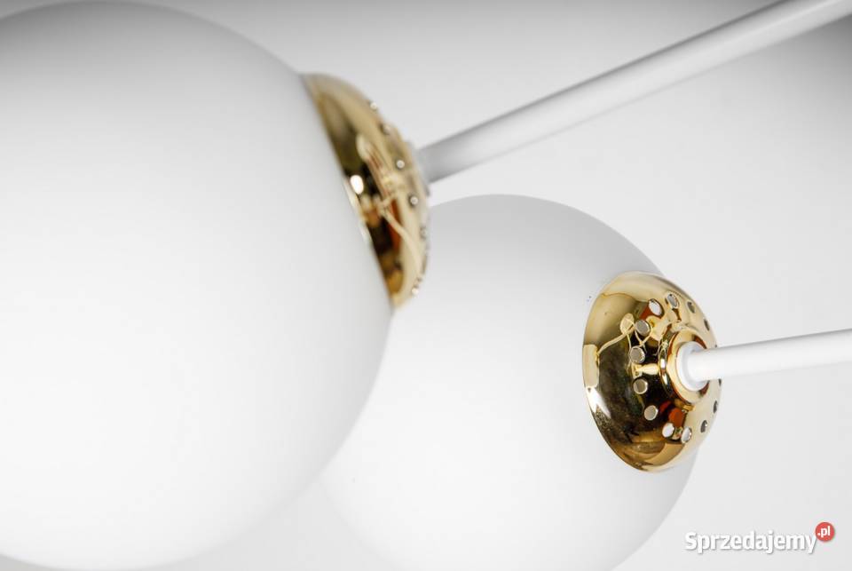 LAMPA WISZĄCA SUFITOWA ŻYRANDOL ZŁOTA BIAŁA 4 Choroszcz
