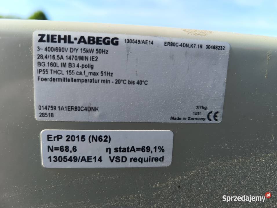 Wentylator przemysłowy ziehl abegg Wągrowiec