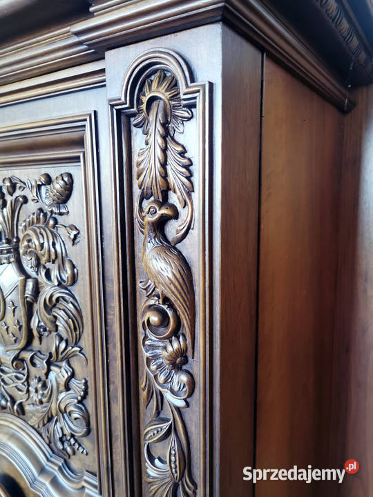Ogromny neorenesansowy orzechowy komplet Meble Wrocław sprzedam