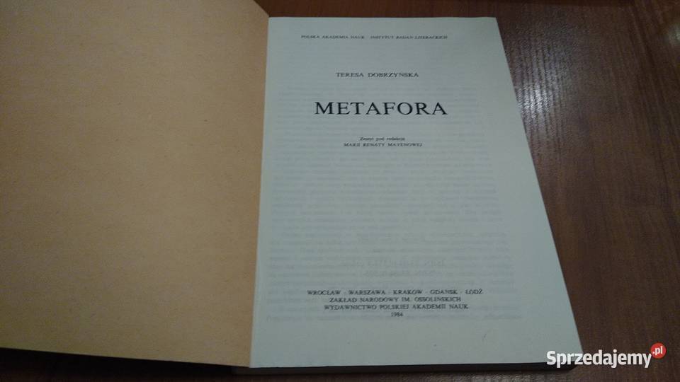 Metafora Poetyka zarys encyklopedyczny Teresa Książki i Podręczniki