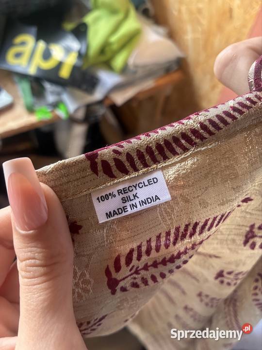 Ozdobna indyjska chusta z jedwabiu Witkowo sprzedam