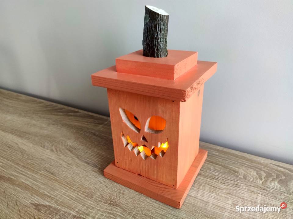 Lampion Halloween Jackolantern drewniany Tuchola