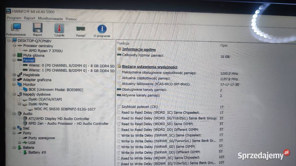 LAPTOP HUAWEI MATEBOOK X 133 AMD RYZEN 7 3700U