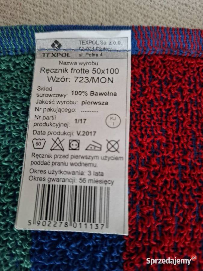 Ręcznik wojskowy frotte 50x100 Ręczniki Ostrołęka sprzedam