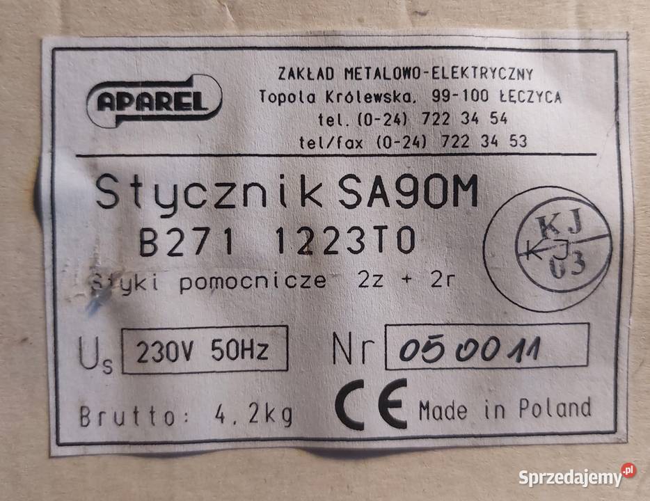 Stycznik SA 90M 200A Aparel śląskie Dąbrowa Górnicza