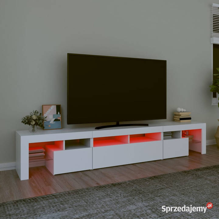 Szafka pod TV z oświetleniem LED biała Warszawa