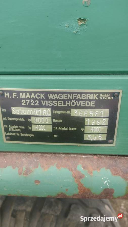 Przyczepa maack 8t Maszyny rolnicze Babice