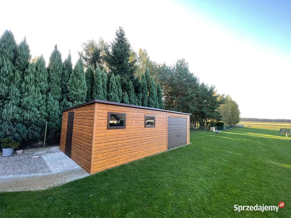 Garaż Blaszany Drewnopodobny 12x6 Poziom Profil