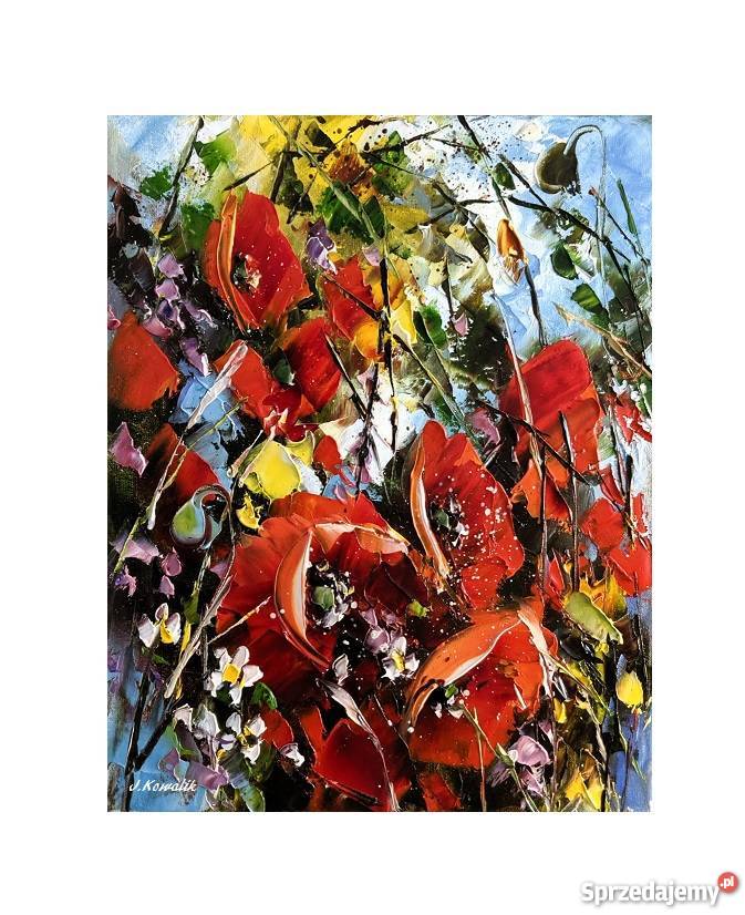 Kowalik Polne maki obraz olejny 24x30 kwiaty