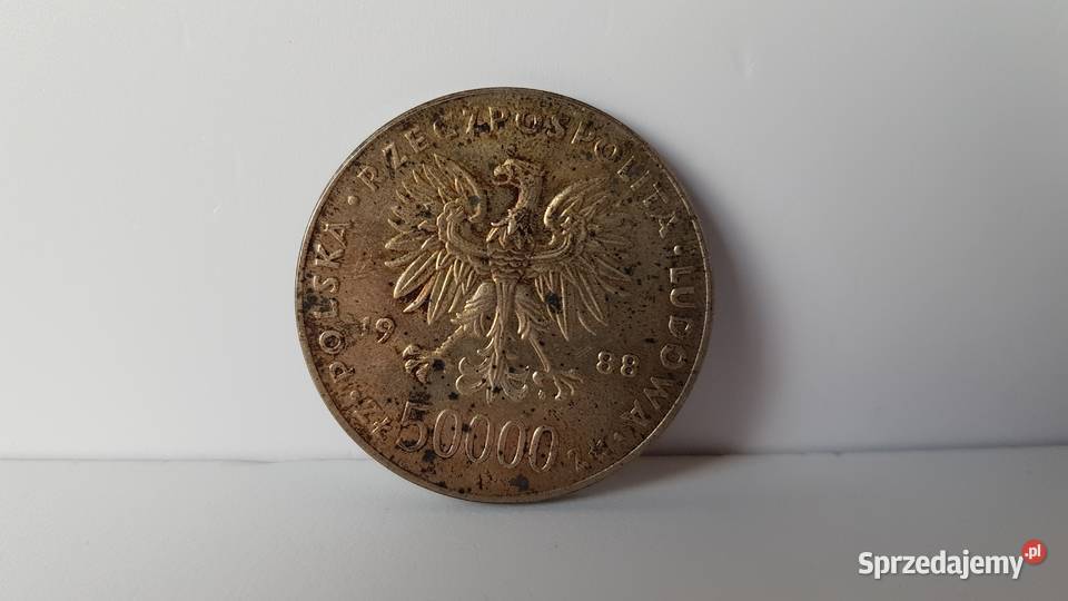 50 000 Józef Piłsudski 1988 Ag 750 srebro Dąbrowa Górnicza