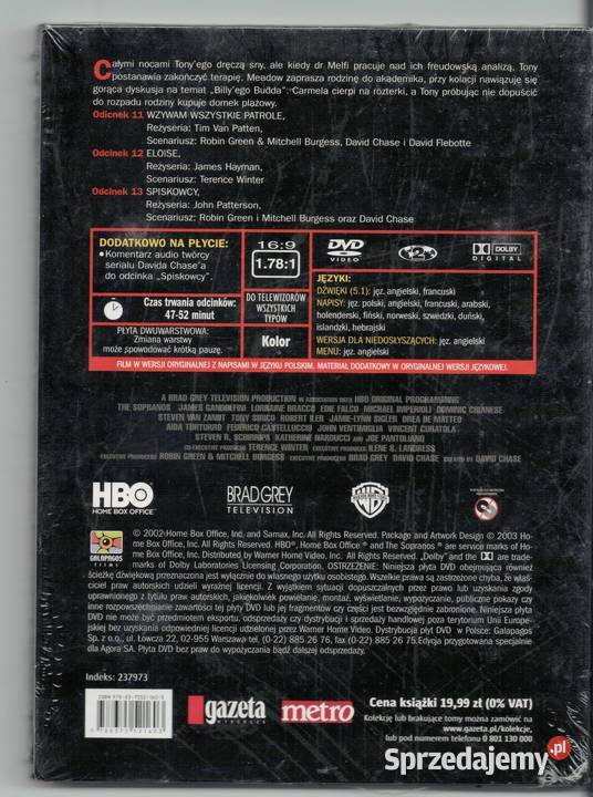 RODZINA SOPRANO SEZON 4 TOM 16 ODCINKI 1113 DVD