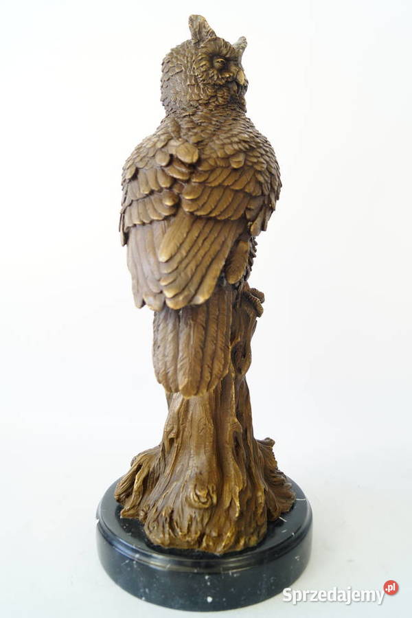 Figura z brązu DUŻA SOWA symbol mądrości rzeźba Gizałki
