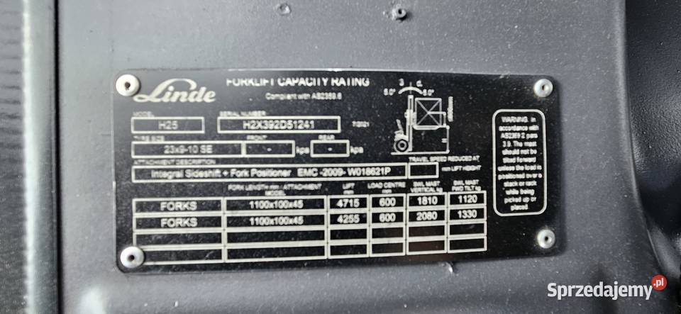 Wózek widłowy LINDE H25T02 z 2007r Maszt Duplex Linde Nowy Dwór Mazowiecki