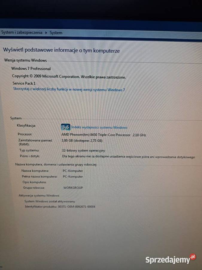 Kompletny zestaw PC Komputer monitor klawiatura Komputery i Akcesoria Zabrnie sprzedam
