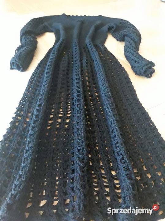 Ręcznie robiona sukienka dzianina wełna Warszawa