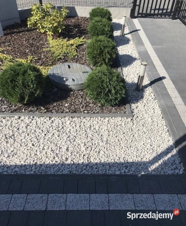 Białe Kruszywo Ogrodowe Grys Śmietankowy Kamień Podłoża Otwock