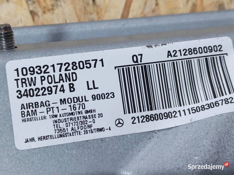 Airbag Poduszka Kolana Mercedes EKlasa W212 wielkopolskie Pleszew sprzedam