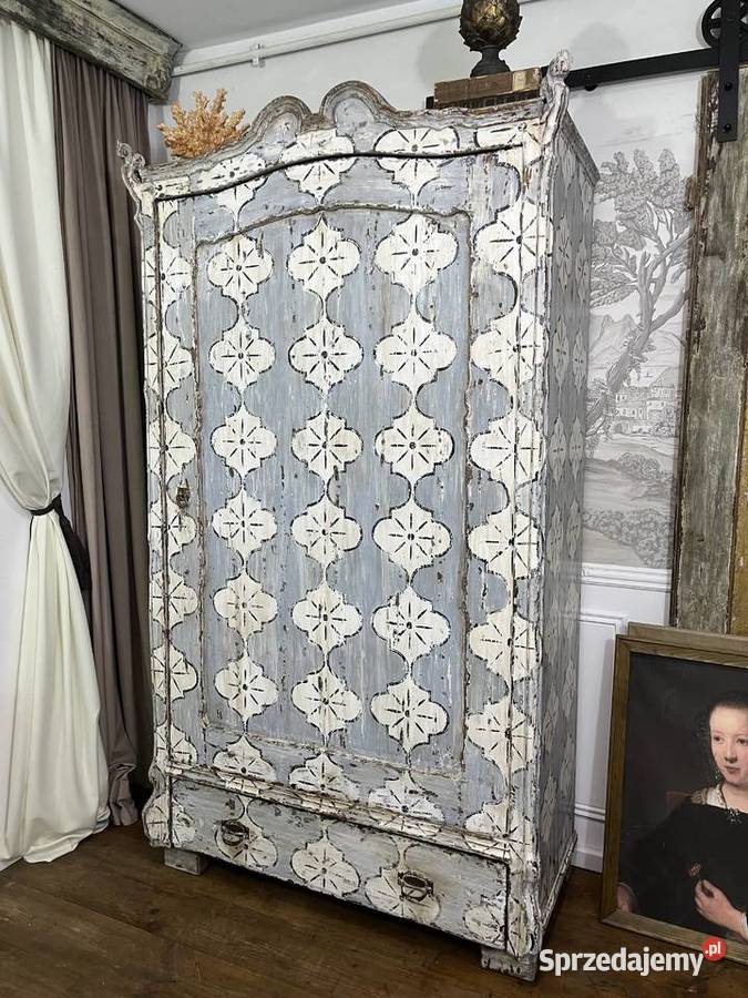 Szafa antyczną drewnianą ręcznie malowana Szafy i garderoby wielkopolskie Śrem