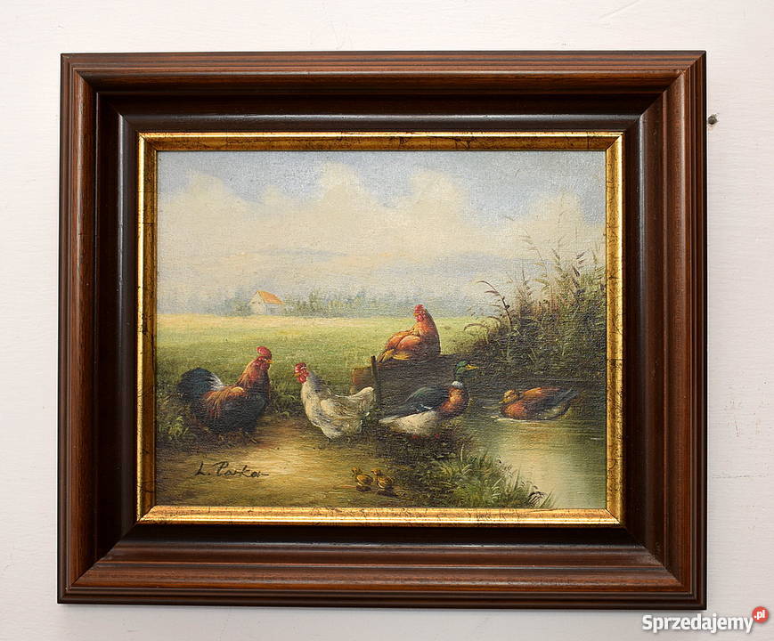 DWA UROCZE OBRAZKI OBRAZ OLEJ NA PŁÓTNIE RAMA Świdnica