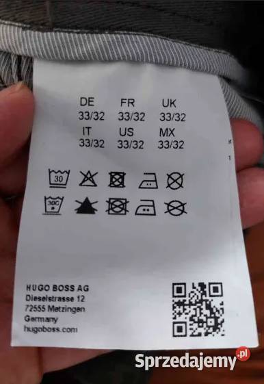 spodnie Hugo Boss męskie szare chinosy stretch Rozmiar uniwersalny