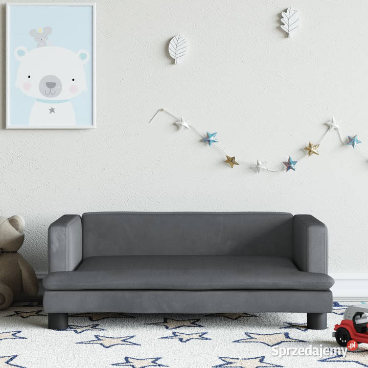 Sofa dzieci ciemnoszara 80x45x30 aksamit