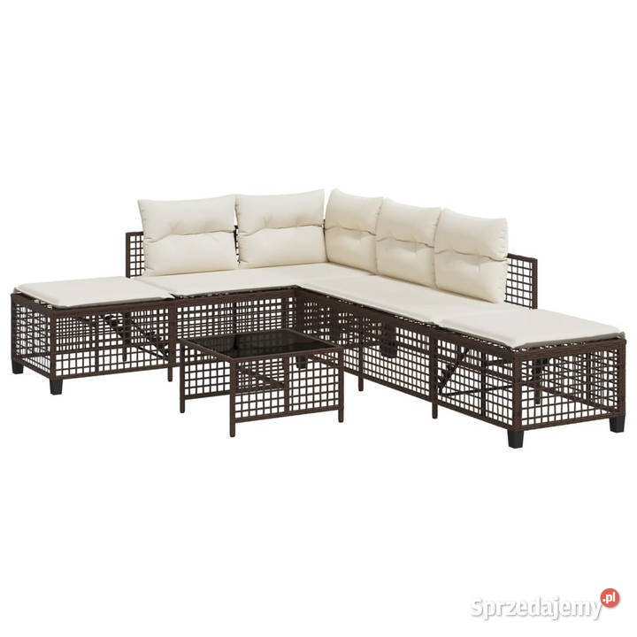 3cz narożna sofa ogrodowa z poduszkami brązowa Krzesła ogrodowe mazowieckie Warszawa