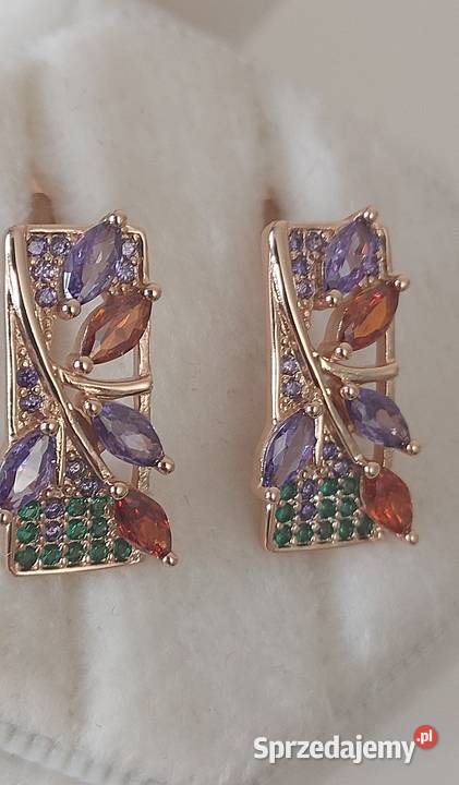 Kolczyki kolorowe Różowe Złoto 585 Gliwice