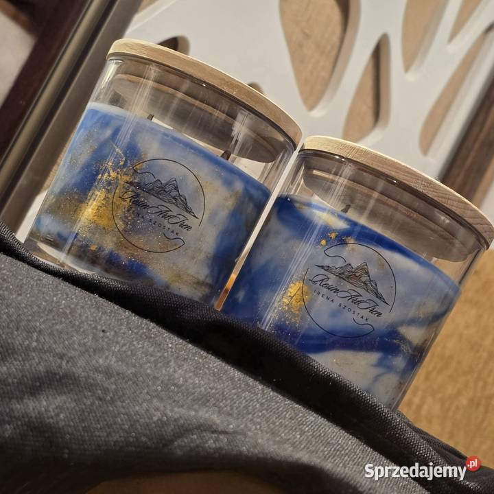 Świeczka Marmurkowa Sojowa 05 złoto błekity Świece Rzeszów