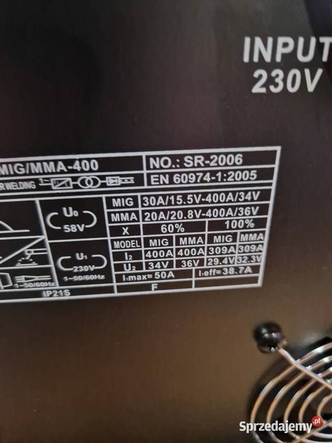 SPAWARKA MIGOMAT 400A MIG MAG MMA FLUX TIG L 4w1 sprzedam