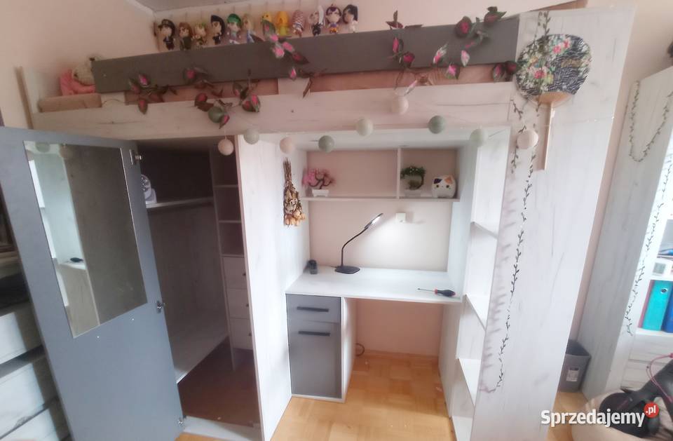 Łóżko piętrowe z garderobą szafą biurkiem Białystok sprzedam