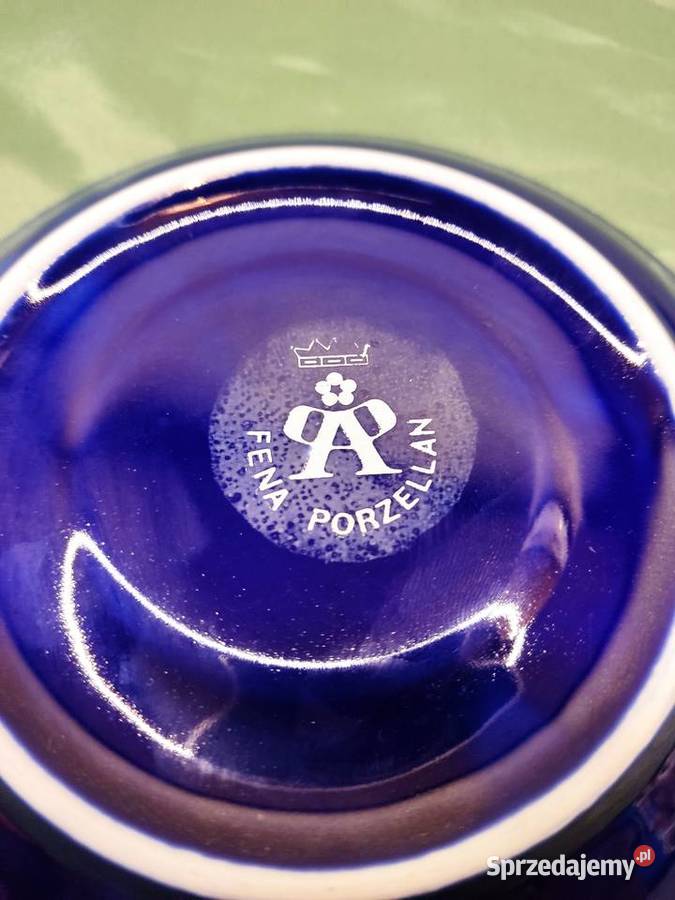 Talerzyk spodek porcelanowy kobaltowy Fena Głuchołazy