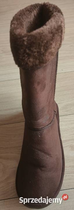 Botki zamszowe brązowe z futerkiem skóra ekologiczna Damskie Gdańsk sprzedam