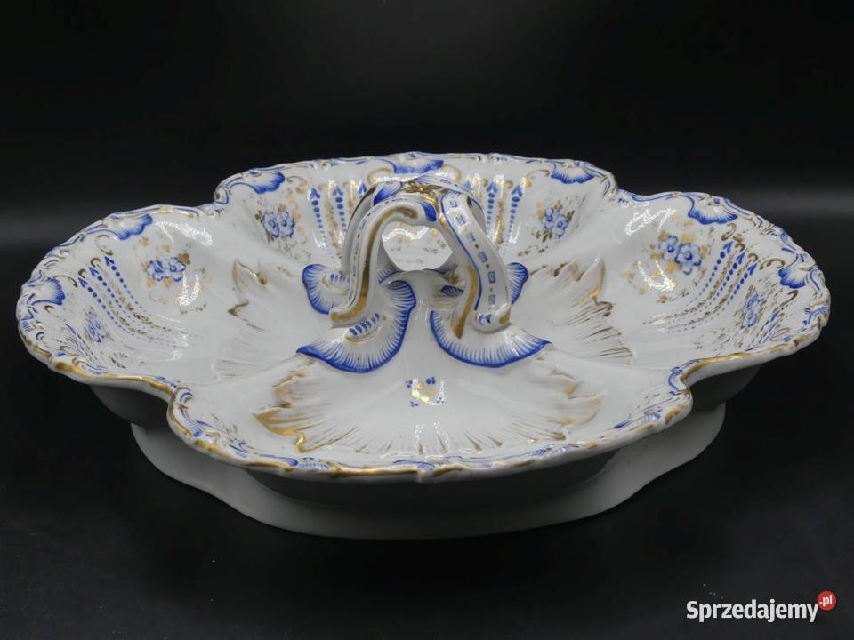 Ogromny piękny kabaret SPM Shumann 1844 1860 Porcelana i szkło