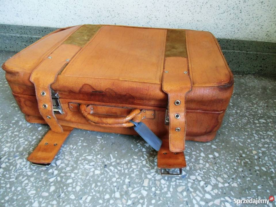 Pożądna skórzana walizka z czasów PRLszyk z Warszawa