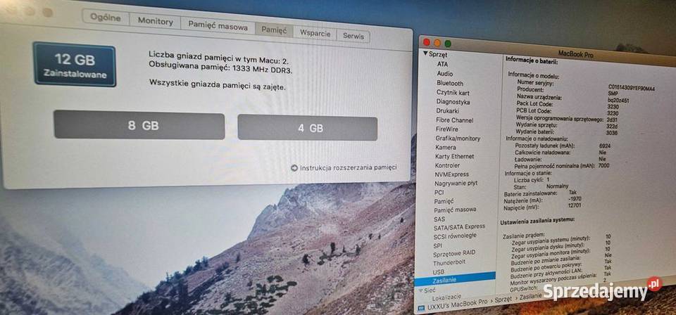 Apple MacBook Pro15 i7 intel 4x230Ghz 12 256ssD Latoszyn sprzedam