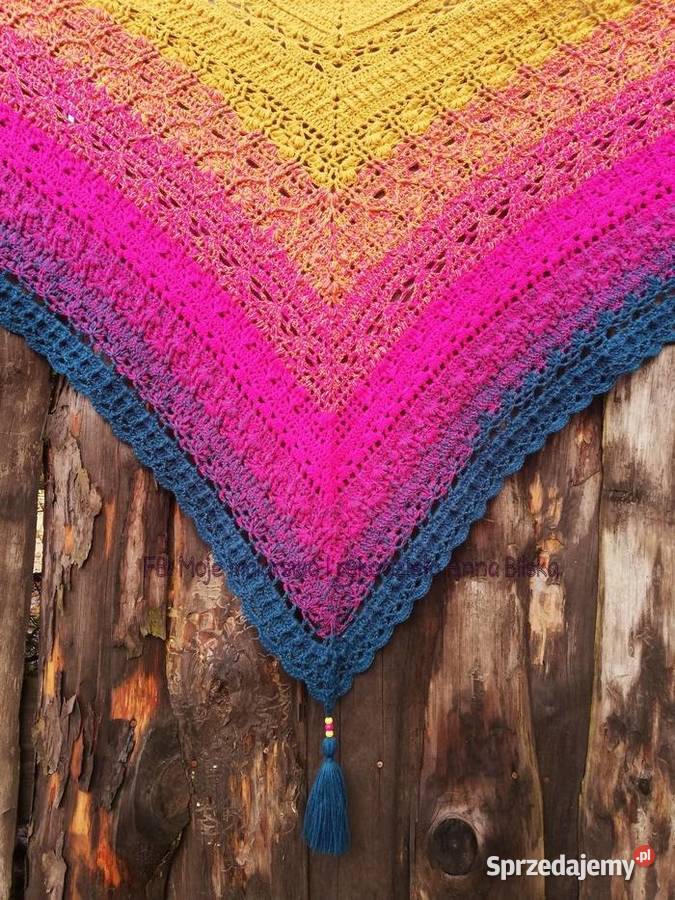 Chusta Ombre miodowyfuksjamorska rękodzieło Skarżysko-Kamienna