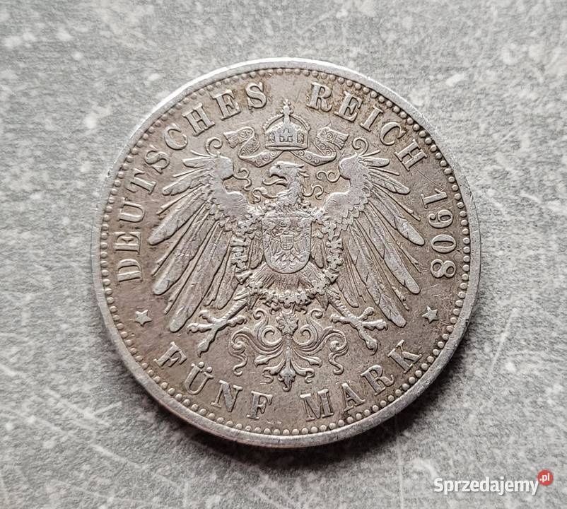 J3 NIEMCY srebro 5 Marek 1908 r Wola Kruszyńska