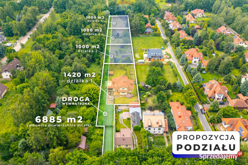 Dwupokoleniowy Kampinos działka do podziału 6885m2 Zaborów