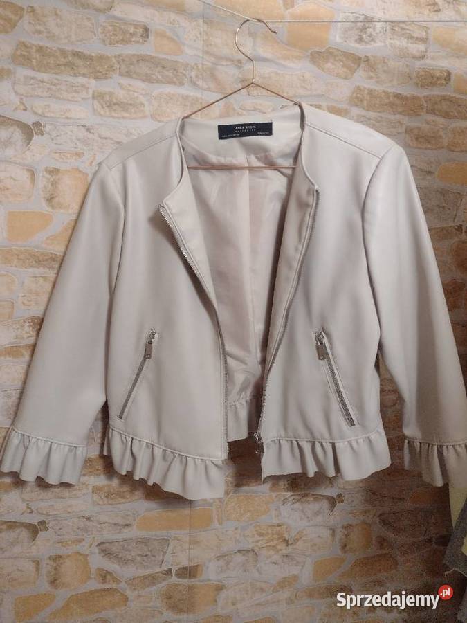 42XL ZARA Beżowa skórzana kurtka ramoneska z małopolskie