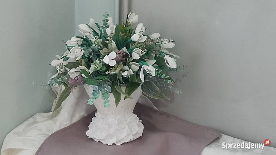 Dekoracja wiosenna przebisniegi w wazonie Kompozycje kwiatowe Częstochowa