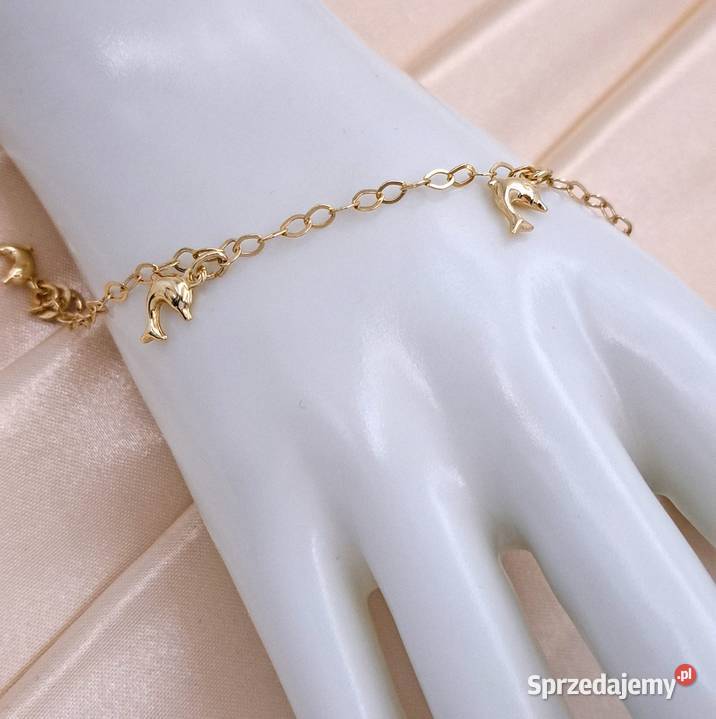 25 Bransoletka Złota pr585 z Delfinkami Z1055 Pozostałe Poznań