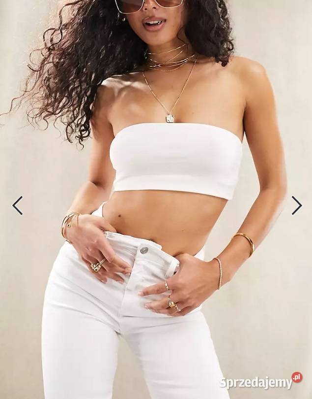 spodnie ASOS DESIGN Tall Białe elastyczne jeansy ASOS sprzedam