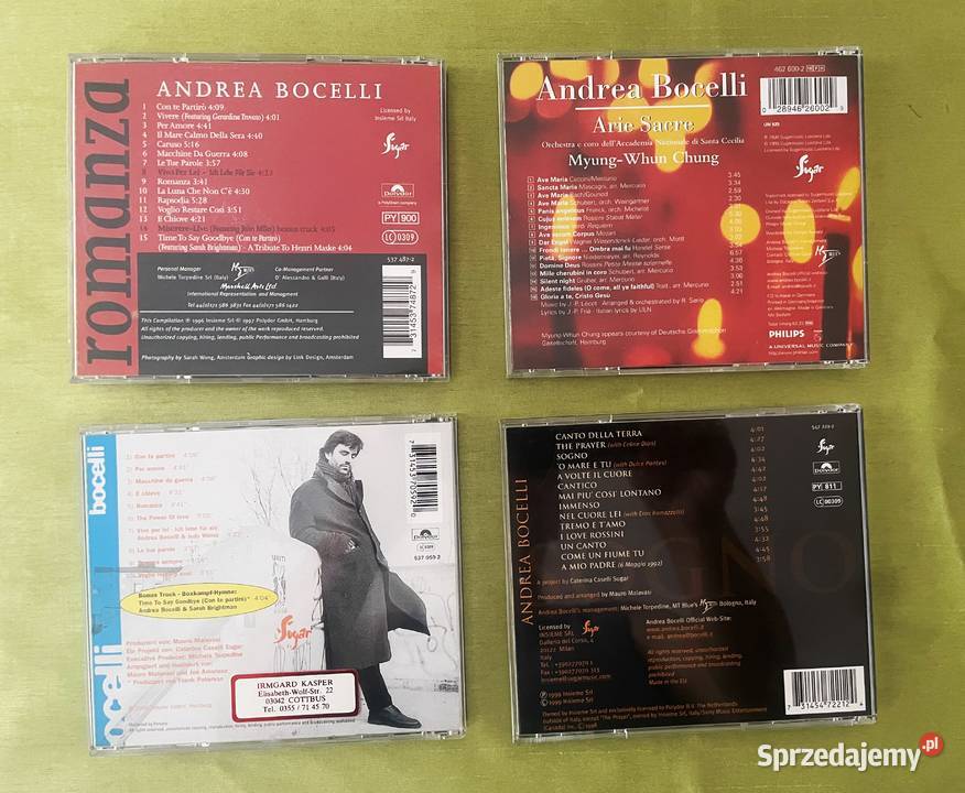 Andrea Bocelli 4 cd opis Sprzedaż całość Ząbkowice Śląskie