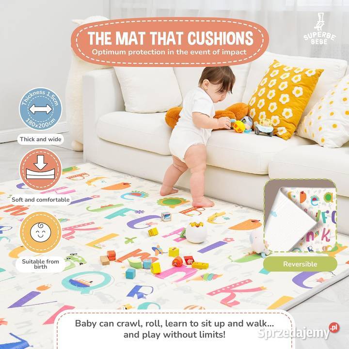 Mata piankowa do zabawy niemowląt 150x180 Myszyniec